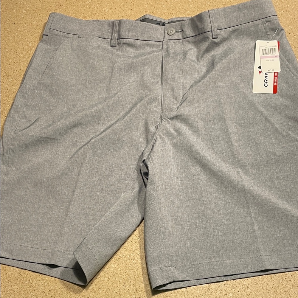 Grand Slam Heather Gray Flat-Front Men's Performance Shorts